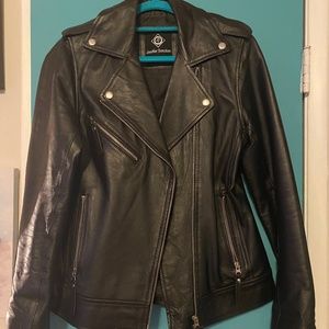 Genuine leather moto jacket